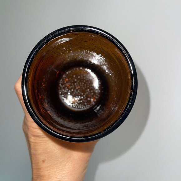 Vintage Bubble Tumblers Hand Blown Dark Amber Set of 5 Collectible - Picture 7 of 14